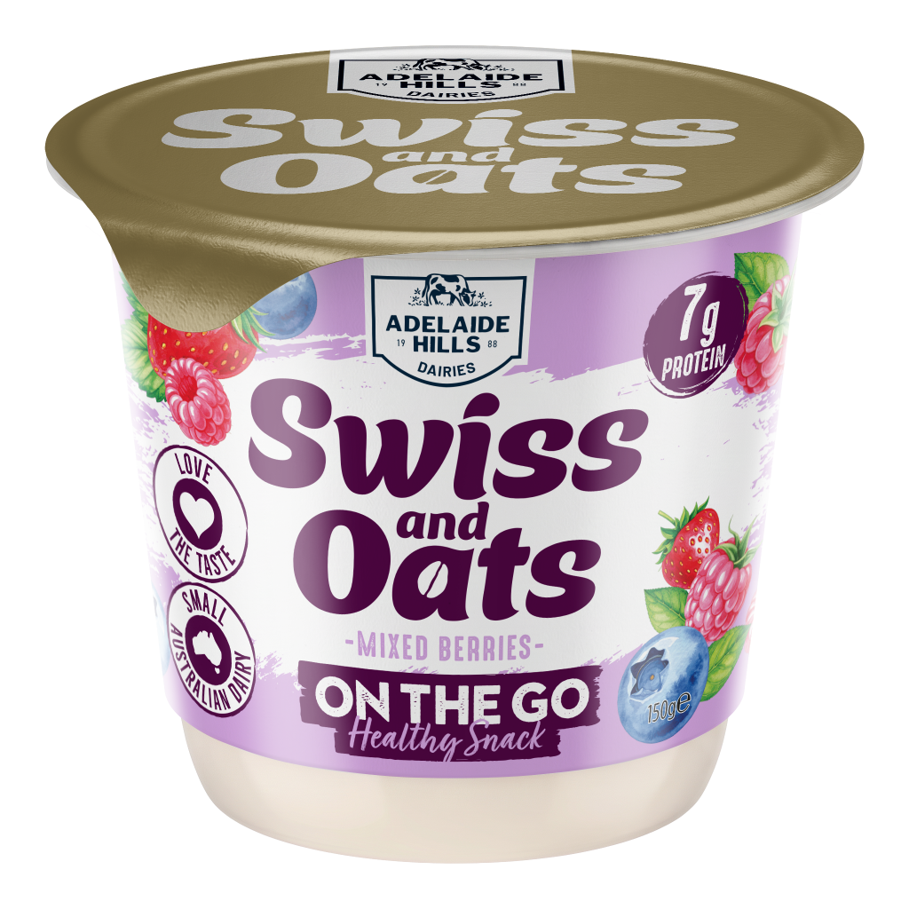 ADELAIDE HILLS SWISS AND OATS MIXED BERRIES 150g RENDER