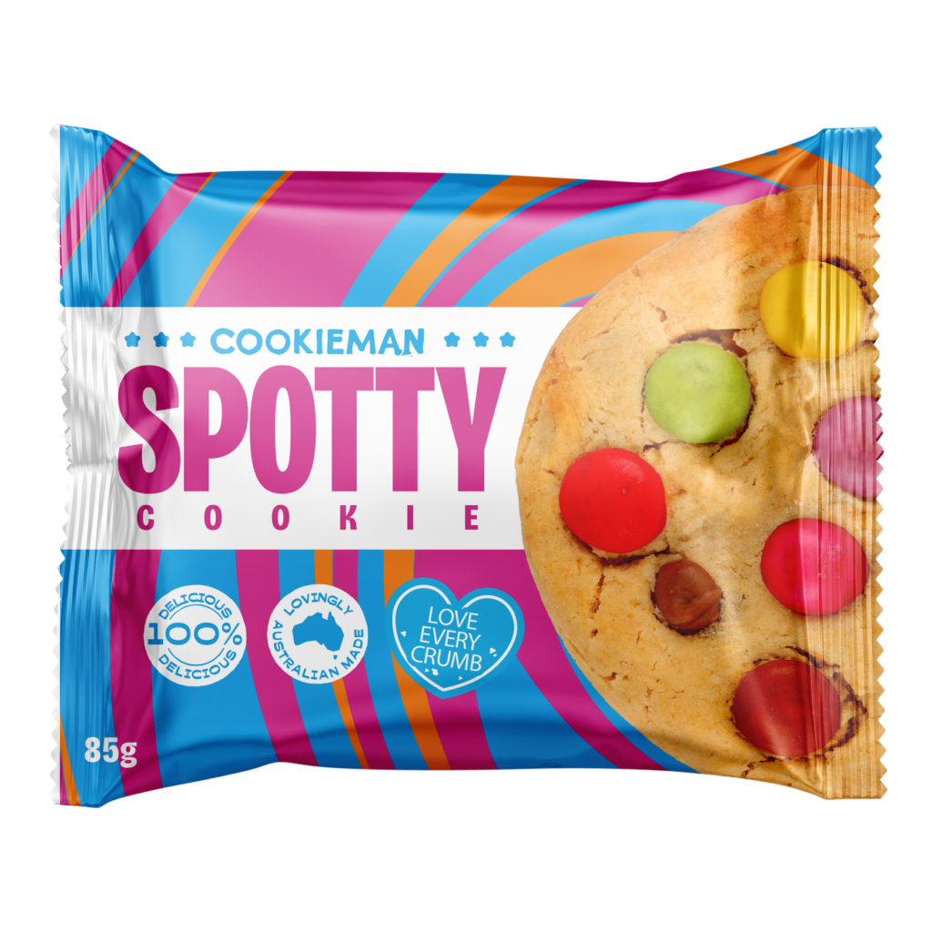 COOKIEMAN PROTEIN LOADED COOKIES FLOW WRAP SPOTTY